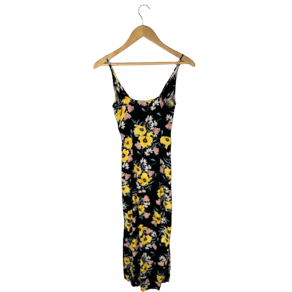H & M Divided Floral Faux Wrap Maxi Dress Spaghetti Strap Black 2 - Picture 6 of 8